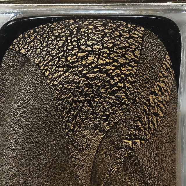 Modernist Hand-Blown Murano Glass Box in Black W/ 24Karat Gold Flecks & Brass For Sale - Image 14 of 18