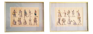 M. Tretsensky, Kitchen Scenes, Vienna, Colored Engravings, Set of 2