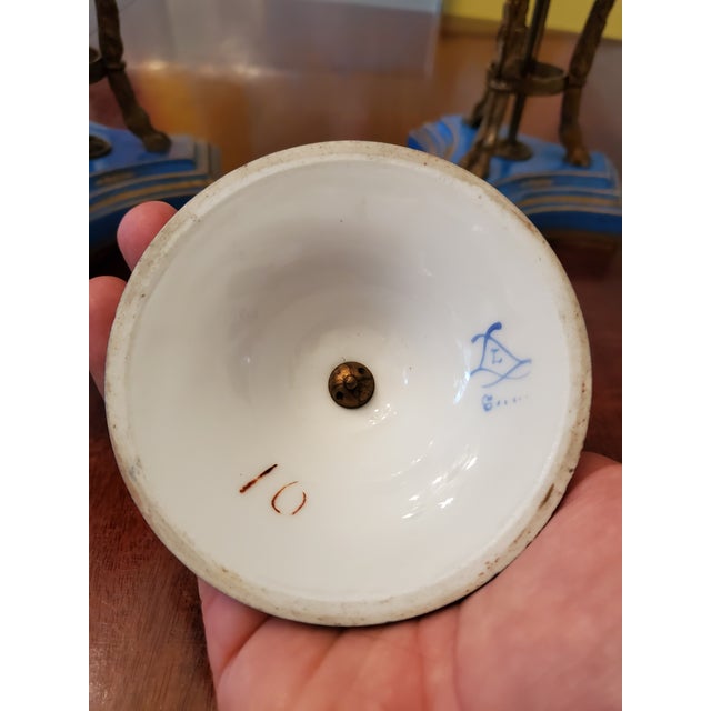 Mid 19th Century Antique Pair of Signed Sevres Urns Bronze Heads For Sale - Image 5 of 11