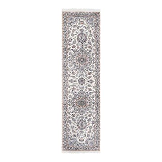 Fine Hand Knotted Persian Silk & Wool Nain Runner For Sale