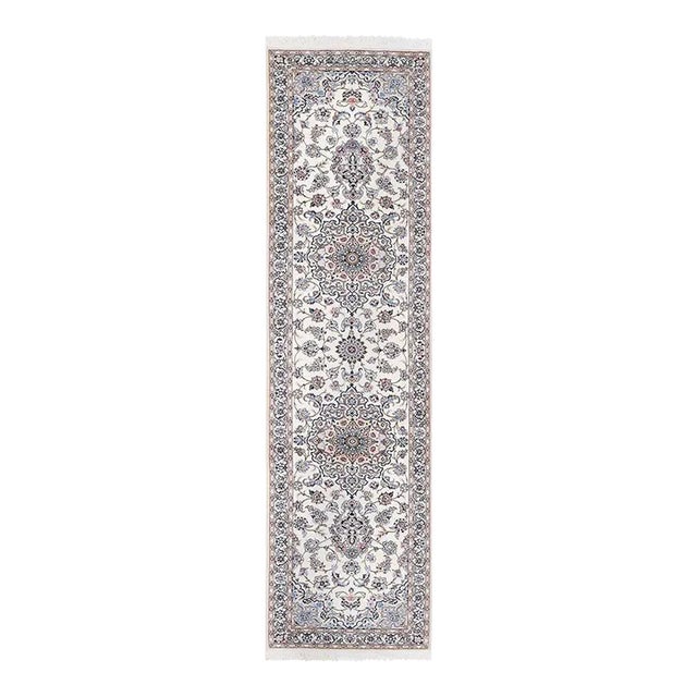 Fine Hand Knotted Persian Silk & Wool Nain Runner For Sale