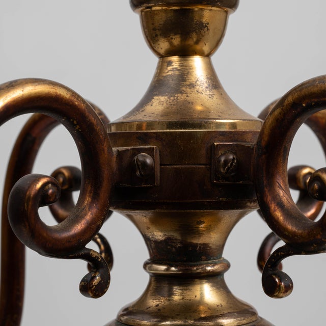 20th Century Belgian Colonial Revival Brass Three-Arm Chandelier For Sale - Image 13 of 18