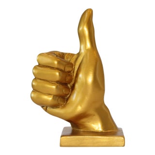 Gold Thumbs Up Hand Symbol Sculpture For Sale