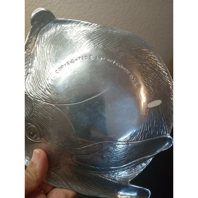 American Gorgeous Arthur Court 1988 Pewter Bunny Plate For Sale - Image 3 of 6