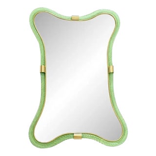 Italian Murano Glass Mirror in Weathered Green by Simoeng For Sale