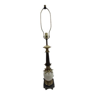 Mid-Century Stiffel Brass & Ivory Ceramic Acanthus Leaf Table Lamp For Sale