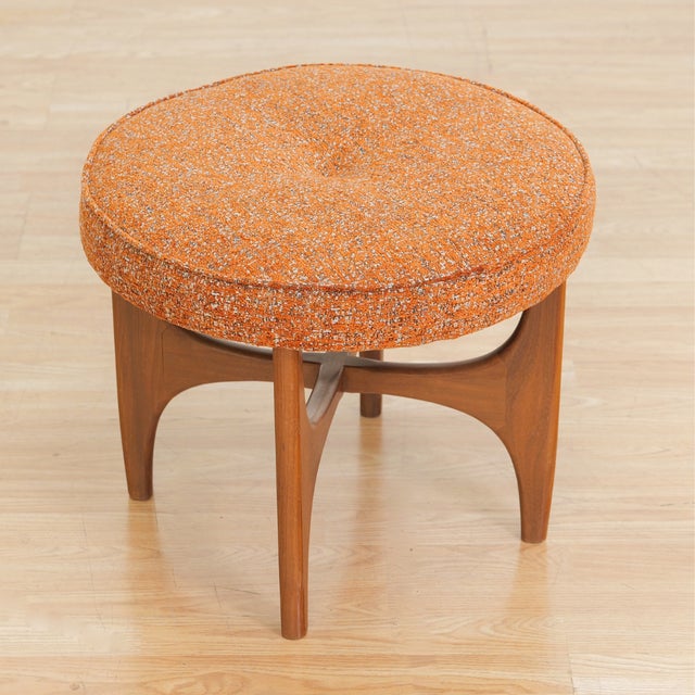 Mid Century Astro Vanity Stool by G Plan in Teak & Orange For Sale In Los Angeles - Image 6 of 8