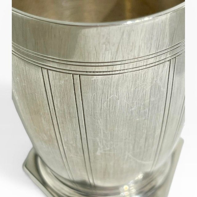 French Art Deco Small Silver Plate Cups or Matchstick Holders Including Christofle - Set of 3 For Sale - Image 13 of 16