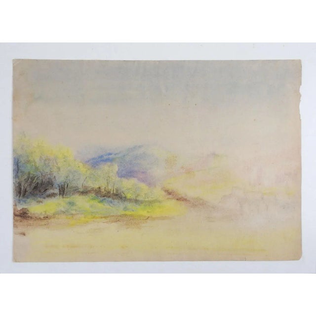 Antique circa 1910 watercolor on paper mountain landscape painting. Unsigned. Unframed, Antique circa 1910 watercolor on...