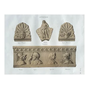1852 Antique Mythological Architectural Print