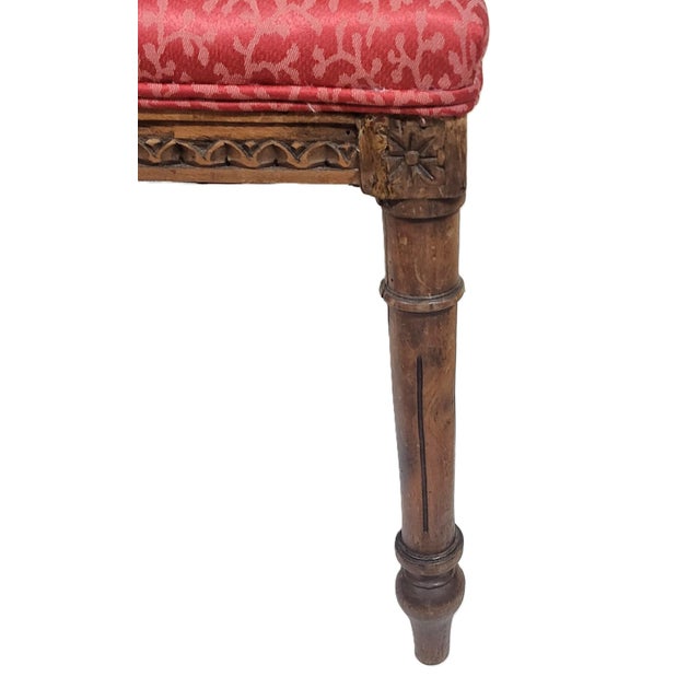 Pair Antique French Louis XVI Carved Walnut Upholstered Side Chairs For Sale - Image 14 of 14