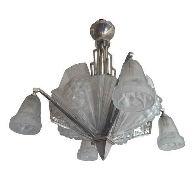 Art Deco Chandelier by Henri Petitot, 1930 For Sale