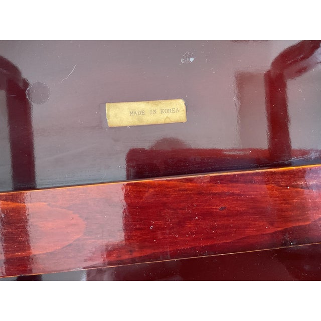 1980s Korean-Lacquered hardwood.Mother of Pearl Inlay- Tea Table For Sale - Image 9 of 10