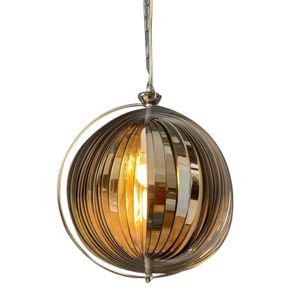 Chrome Moon Spiral Hanging Lamp by Henri Mathieu For Sale