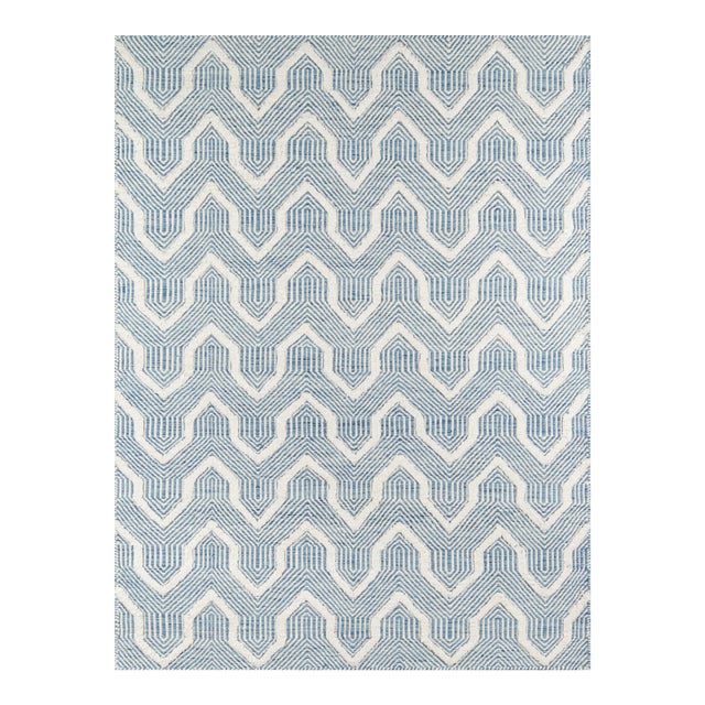 Erin Gates by Momeni Langdon Prince Blue Hand Woven Wool Area Rug - 8′6″ × 11′6″ For Sale
