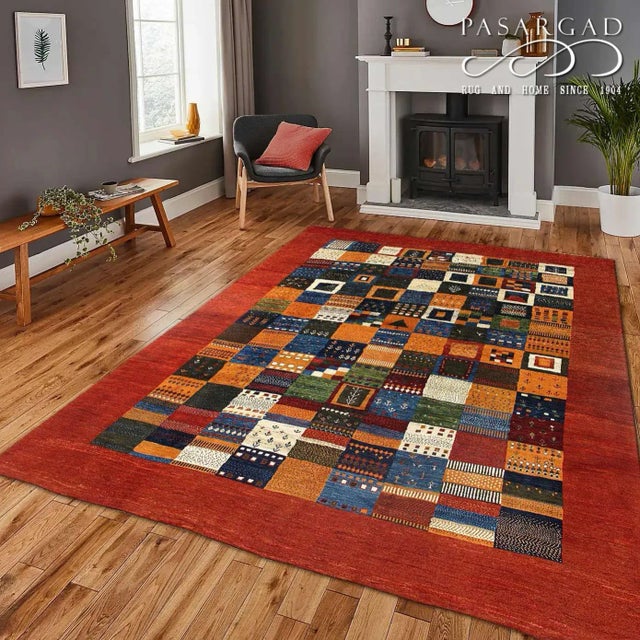 Pasargad N Y Genuine Persian Gabbeh Rug - 8′2″ × 10′5" For Sale In Washington DC - Image 6 of 6