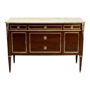 Hollywood Regency, French Louis XVI Style Commode, Mahogany, Oak, Marble, 1920s