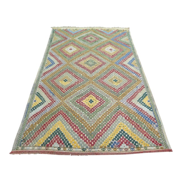 Embroidered Kilim Rug - 65" X 105" For Sale