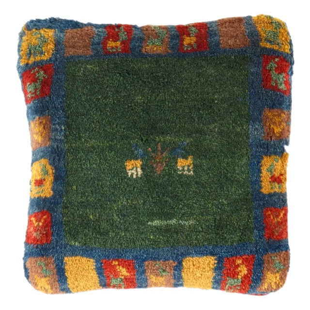 Fine Hand Knotted Persian Gabbeh Pillow For Sale