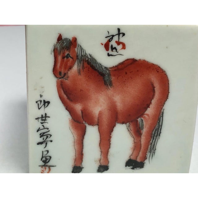 Late 19th Century Late Qing Dynasty Chinese Porcelain Scholar’s Seal Block – Iron Red Horses – “Ma Dao Cheng Gong” – Imperial Mark – 19th Century China Guangxu Period For Sale - Image 5 of 12
