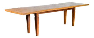 Large Vintage Indonesian Dining Table with Mango Wood Top and Tapered Legs