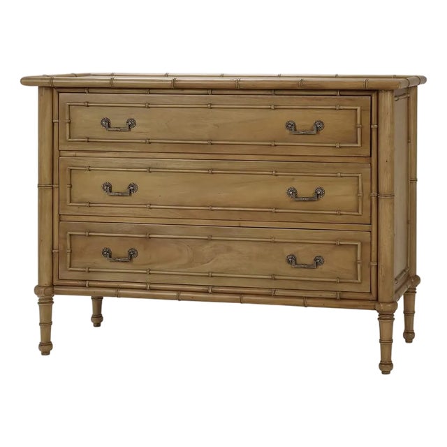Faux Bamboo Three Drawer Chest For Sale