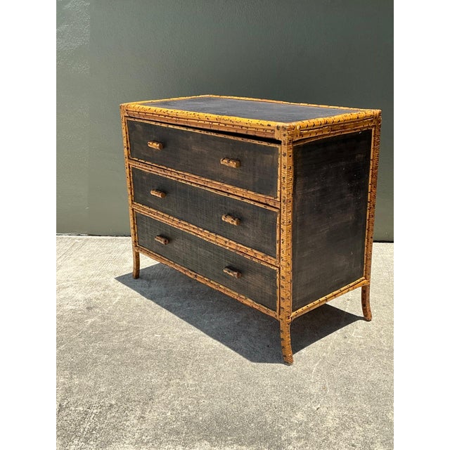 Vintage Rattan and Grasscloth Three-Drawer Dresser For Sale - Image 17 of 18