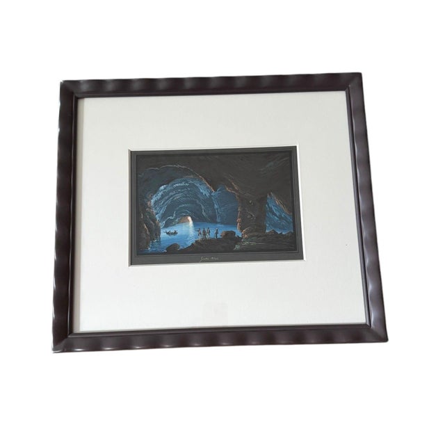 Late 19th Century Late 19th Century A Pair of Gouaches Depicting the Blue Grotto For Sale - Image 5 of 12
