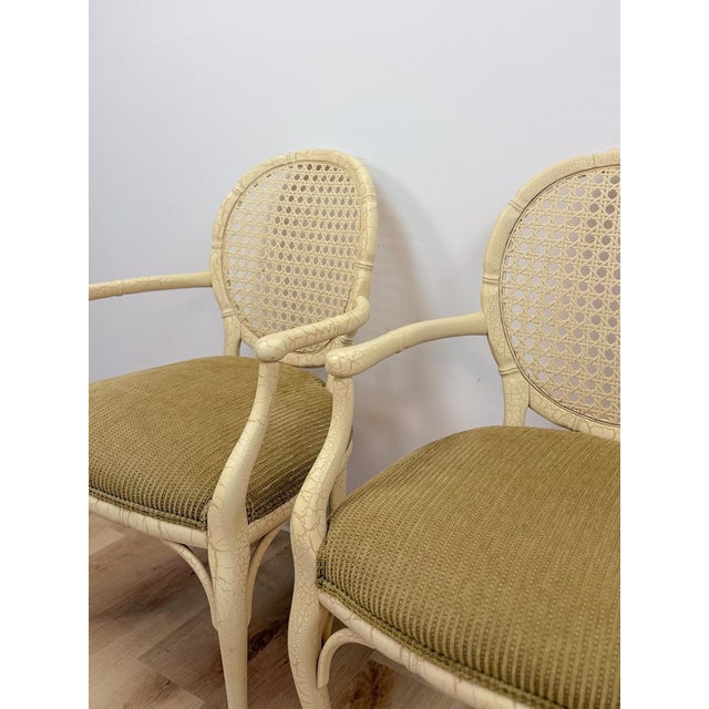 Mid 20th Century Pair of Vintage Fairfield Cane Back Chairs French Provincial Regency Accent For Sale - Image 5 of 12
