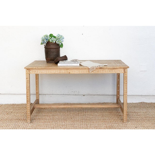 Sun-Bleached Farmhouse Inlay Table For Sale - Image 10 of 10