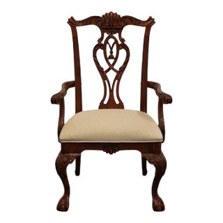 Universal Furniture Solid Mahogany Traditional Chippendale Style Dining Arm Chair For Sale