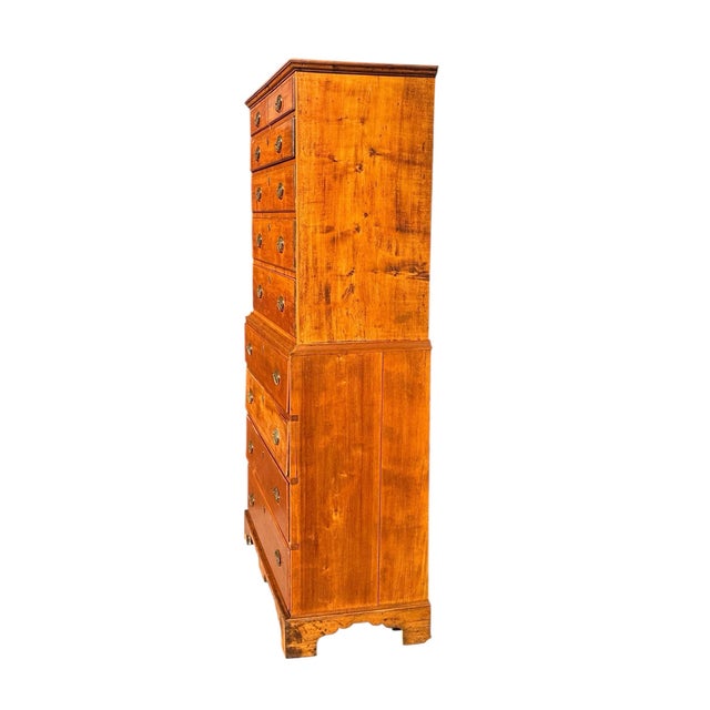 Antique Chippendale New Hampshire Maple Chest on Chest With Hidden Lock Feature For Sale - Image 9 of 12