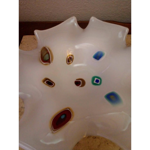 Modern Vintage Murano White With Colorful Millefiore Bowl For Sale - Image 3 of 5