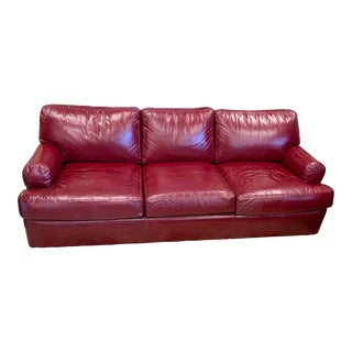 Hancock & Moore Red Leather Sofa For Sale