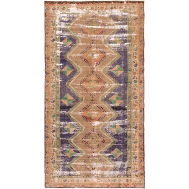 Vintage Persian Tabriz Handmade Tan Geometric Wool Rug For Sale In New York - Image 6 of 6