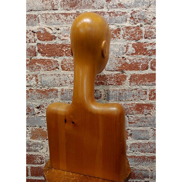 1930s Art Deco Carved Wooden Mannequin Busts-A Pair For Sale - Image 11 of 12