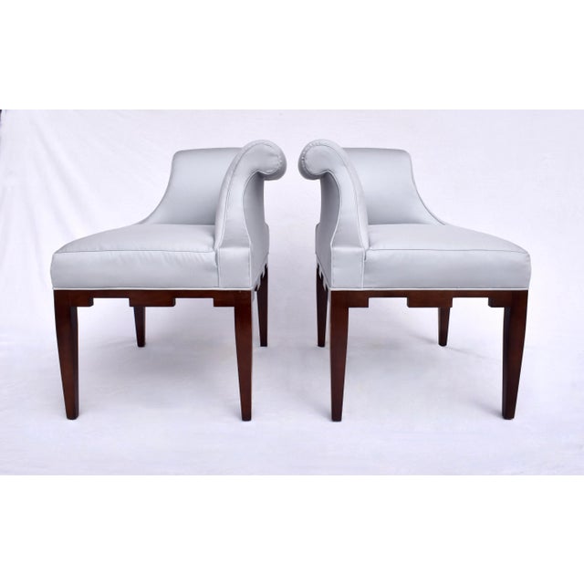 Baker Furniture Company Baker Furniture Castle Corner Chairs, Walnut, Upholstery, Modern Usa For Sale - Image 4 of 11