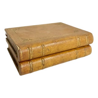 Antique French Gilt Leather-Bound Book Box For Sale