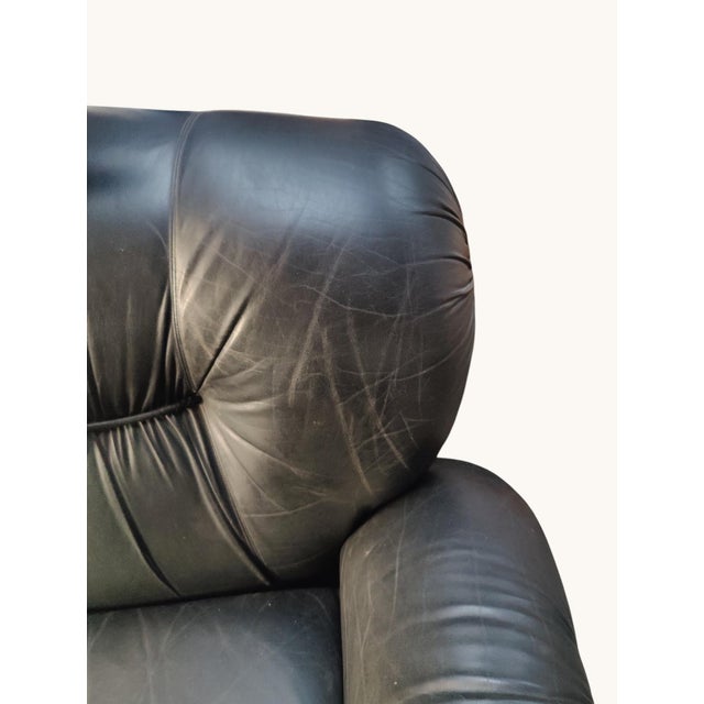 Black Faux Leather Sofa and Armchair Set from Adriano Piazzesi, Italy, 1970s, Set of 3 For Sale - Image 12 of 15