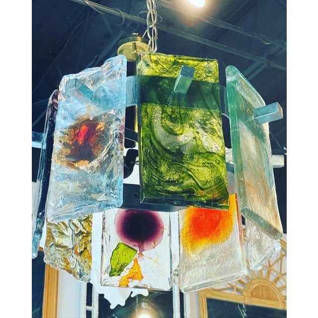 Vintage Mid Century Murano Mazzega Colorful Round Italian Glass Chandelier For Sale - Image 12 of 13