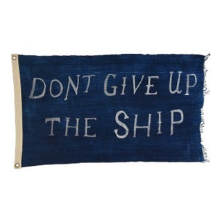 Boho Chic Nautical Themed Indigo Blue/White African Textile Flag 35" X 21" For Sale