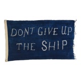 Boho Chic Nautical Themed Indigo Blue/White African Textile Flag For Sale