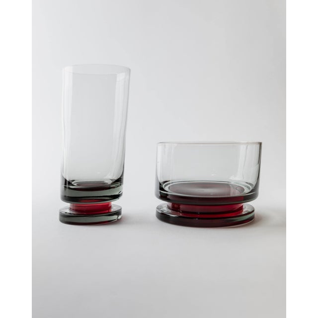 Vintage Drinking Glasses with Red Stem, 1970s, Set of 8 For Sale - Image 9 of 12