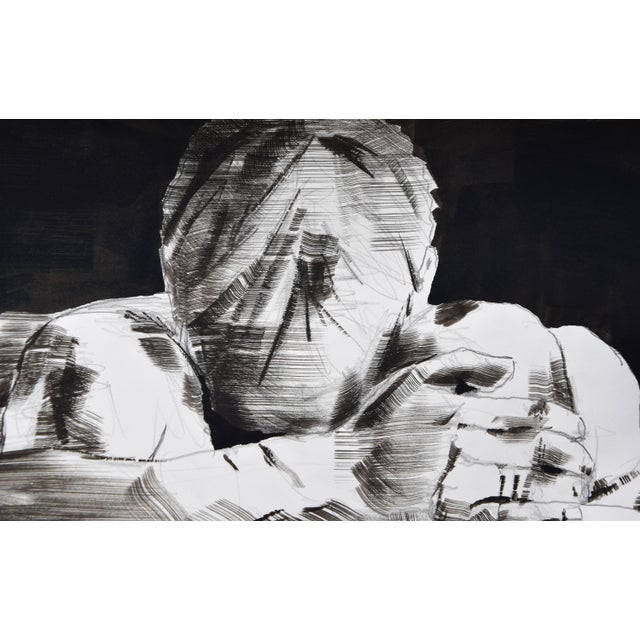 Christian Bauer, Introverted Male Nude, 1990s, Ink & Pencil For Sale - Image 7 of 13