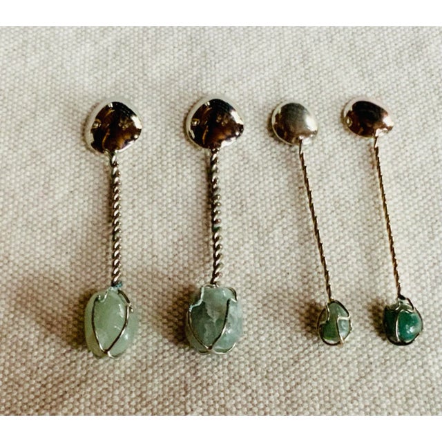 Stone Set of Four Mid-Century Brazilian Sterling Silver Artisanal Spoons For Sale - Image 7 of 9