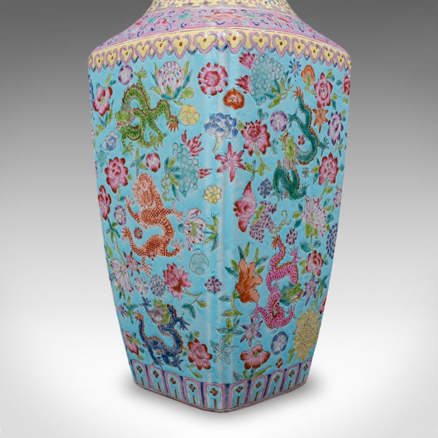 Vintage Famille Rose Display Vase, Oriental, Ceramic, Flower Urn, Art Deco, 1940 For Sale - Image 9 of 12