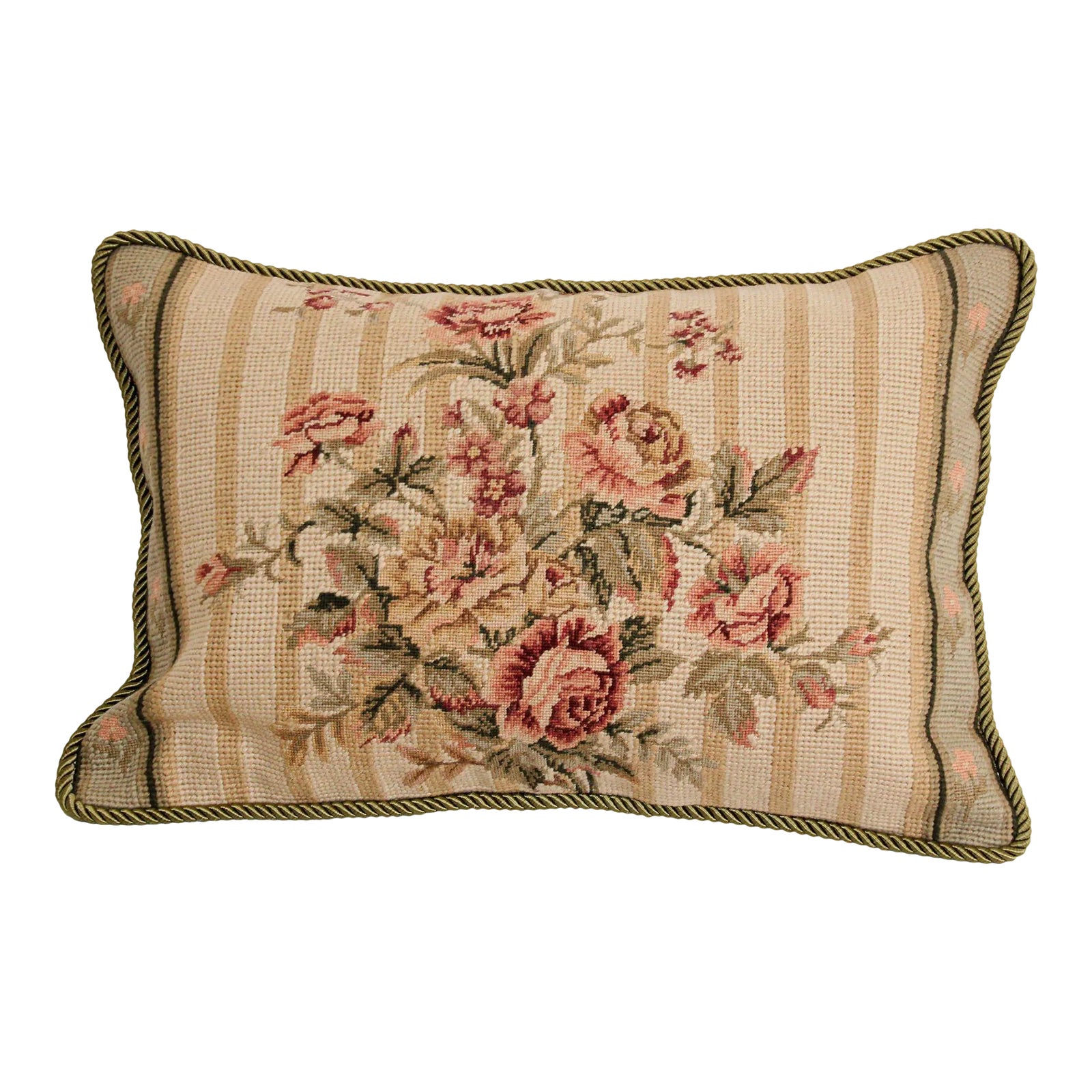 Vintage French Aubusson Tapestry Style Needlepoint Lumbar Pillow Chairish