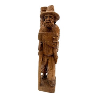 Vintage South American Hand-Carved Wood Traveler Folk Art Sculpture For Sale
