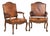 Pair of 20th Century French Oak Armchairs With Vintage Leather For Sale