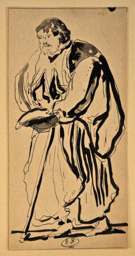 Eugene Berman, Philosopher, China Ink Drawing, 1940s
